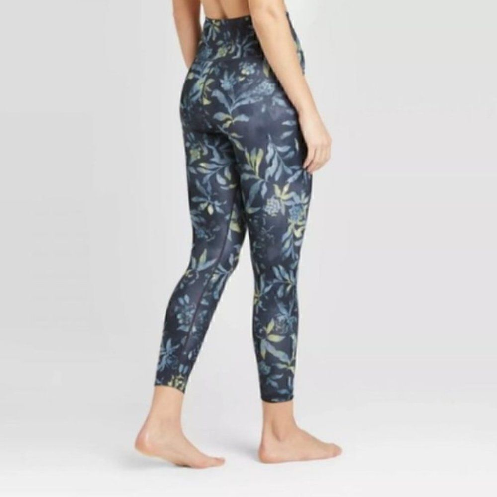 JoyLab Floral High Waisted 7/8 Bungee Leggings Sz Small